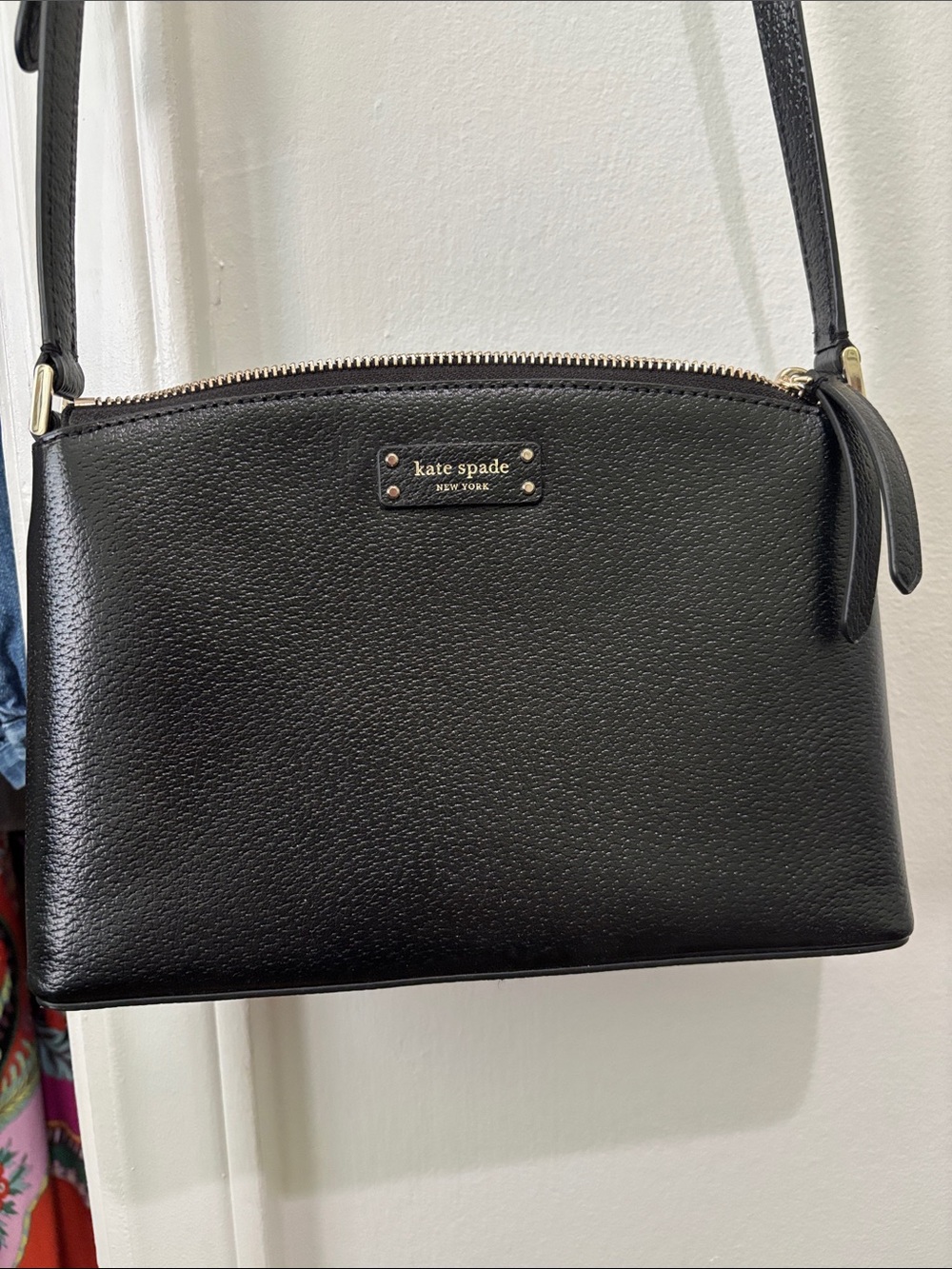 kate spade Jeanne Crossbody Black Pebbled Leather with Gold Hardware